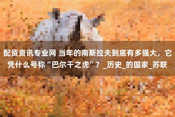 配资资讯专业网 当年的南斯拉夫到底有多强大，它凭什么号称“巴尔干之虎”？_历史_的国家_苏联