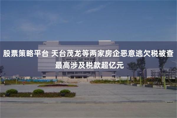 股票策略平台 天台茂龙等两家房企恶意逃欠税被查 最高涉及税款超亿元