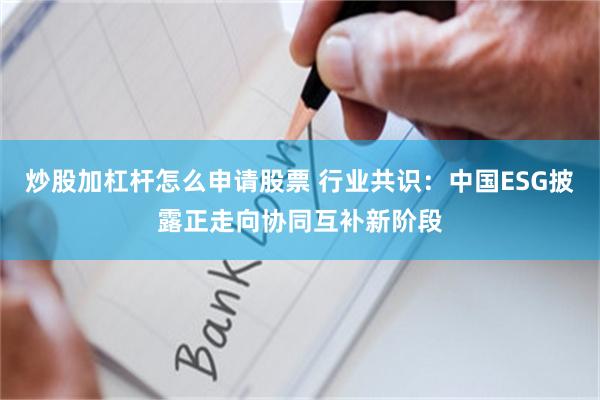 炒股加杠杆怎么申请股票 行业共识：中国ESG披露正走向协同互补新阶段