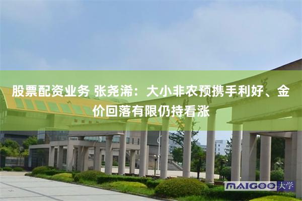 股票配资业务 张尧浠：大小非农预携手利好、金价回落有限仍持看涨