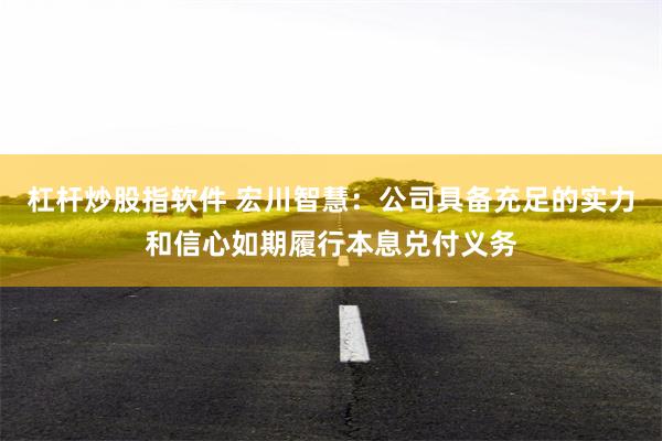 杠杆炒股指软件 宏川智慧：公司具备充足的实力和信心如期履行本息兑付义务