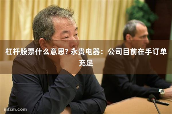 杠杆股票什么意思? 永贵电器：公司目前在手订单充足