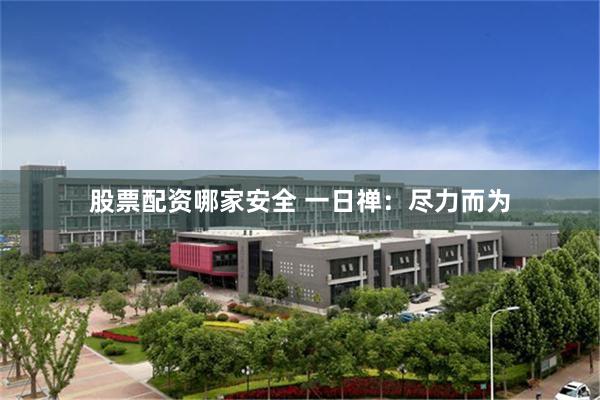 股票配资哪家安全 一日禅：尽力而为