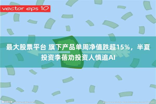 最大股票平台 旗下产品单周净值跌超15%，半夏投资李蓓劝投资人慎追AI