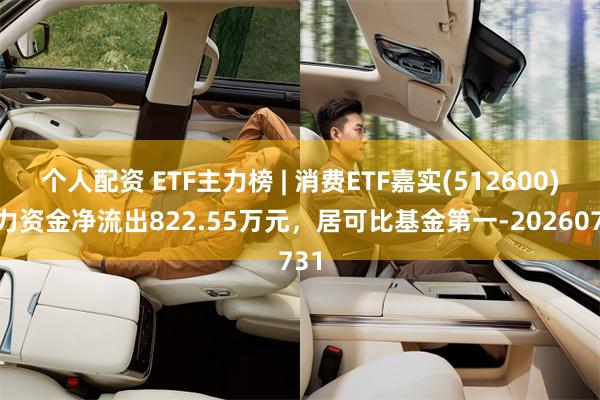 个人配资 ETF主力榜 | 消费ETF嘉实(512600)主力资金净流出822.55万元，居可比基金第一-20260731