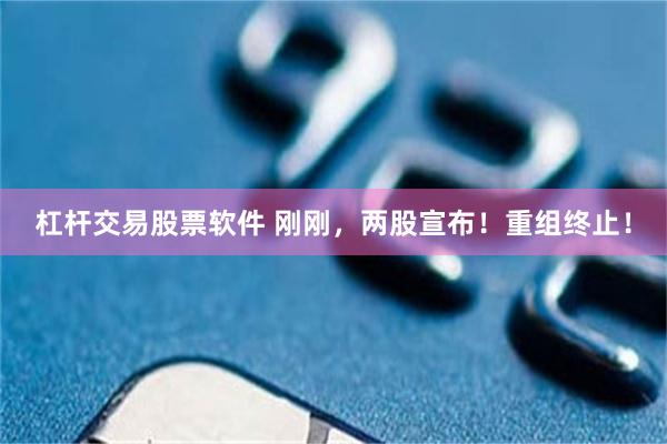 杠杆交易股票软件 刚刚，两股宣布！重组终止！