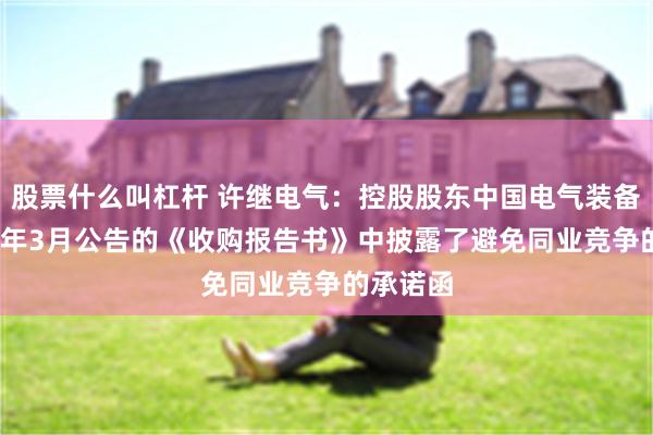 股票什么叫杠杆 许继电气:控股股东中国电气装备在2022年3月公告的《收购报告书》中披露了避免同业竞争的承诺函