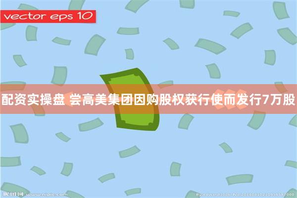 配资实操盘 尝高美集团因购股权获行使而发行7万股